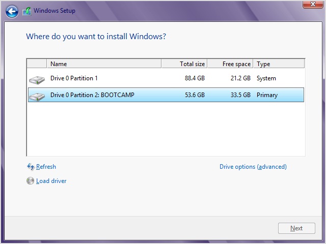 mac what partition style for windows 8 bootcamp